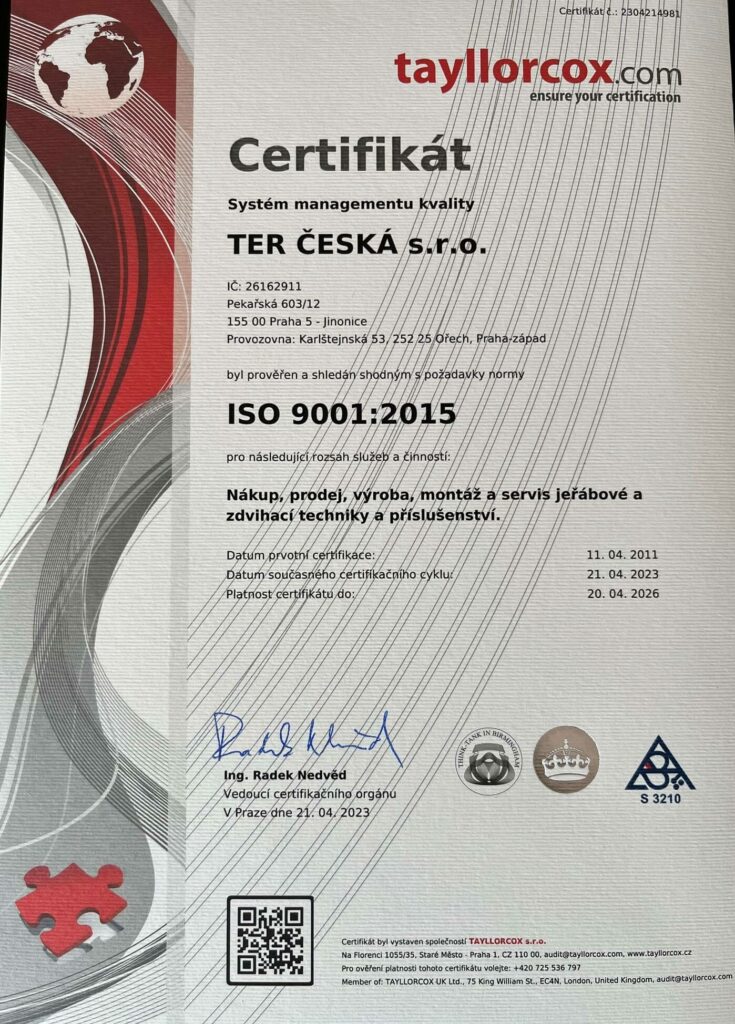 Certifikát ISO 9001:2008
